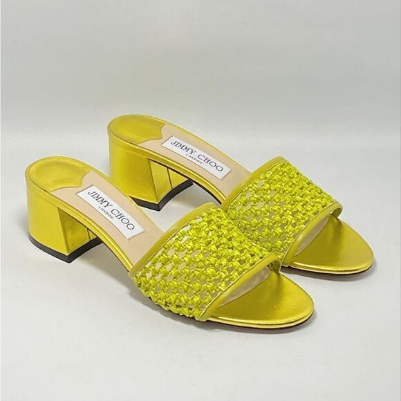 Jimmy Choo Minea Woven Raffia Sandals size 38 - Picture 4 of 12